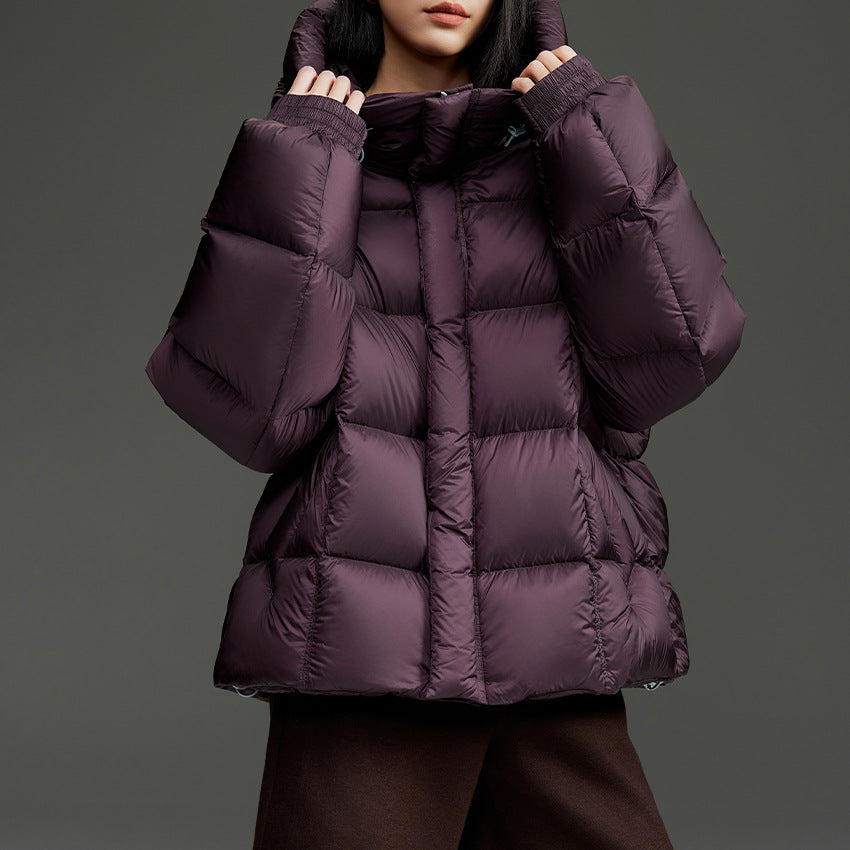 Damen Kurze Boxy‑Steppjacke mit Oversize‑Ärmeln, hohem Thermokragen und Kapuze Nord Taschen