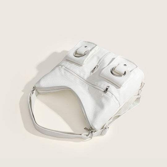 Damen Hobo-Tasche mit innovativem Faltendesign und dekorativen Ringgriffen Nord Taschen