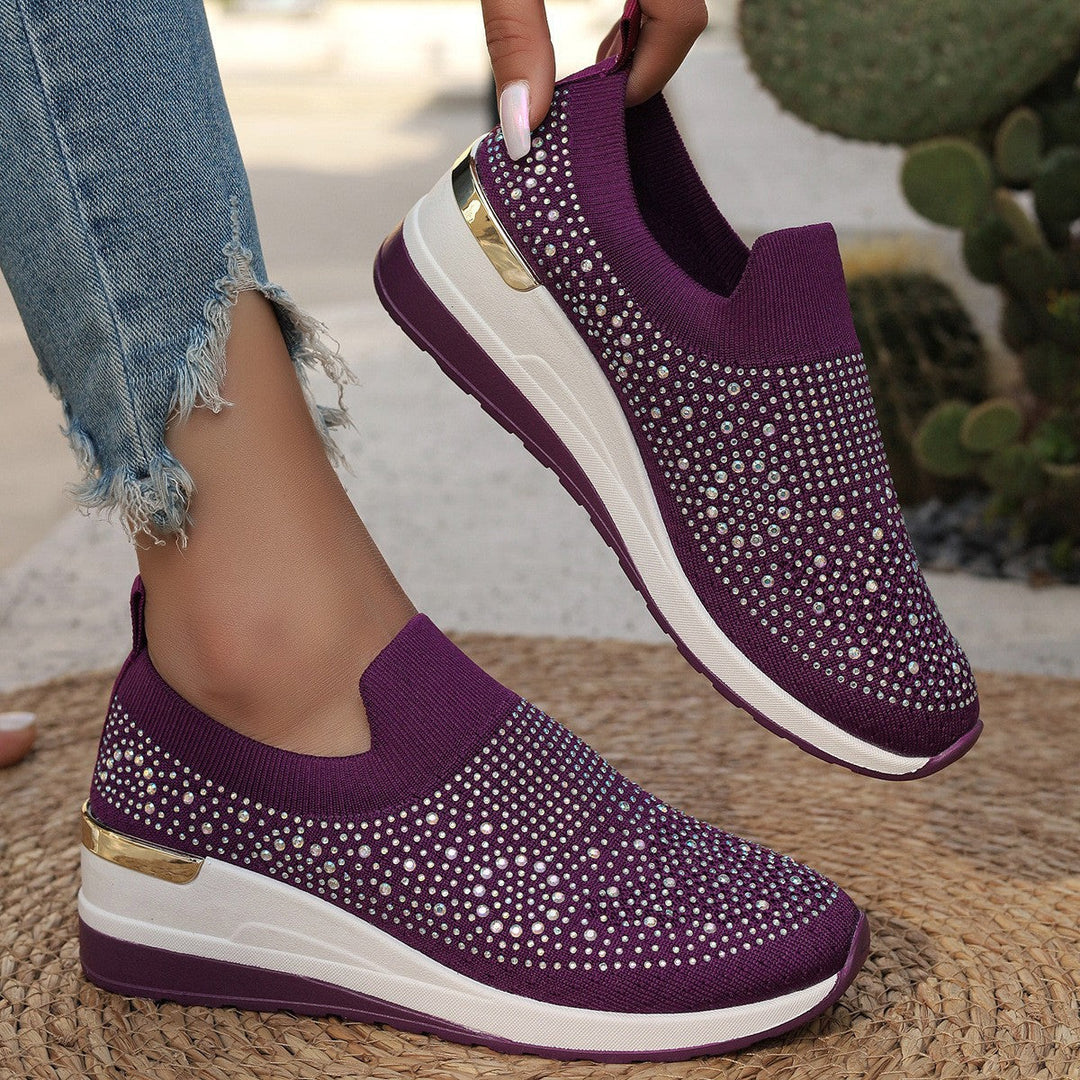 Damen Glitzernde Slip-On Sneakers mit bequemer und dämpfender Sohle