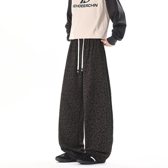 Herren Extraweite Fleece-Loungehose mit Allover-Strukturprint und Kordelzug Nord Taschen