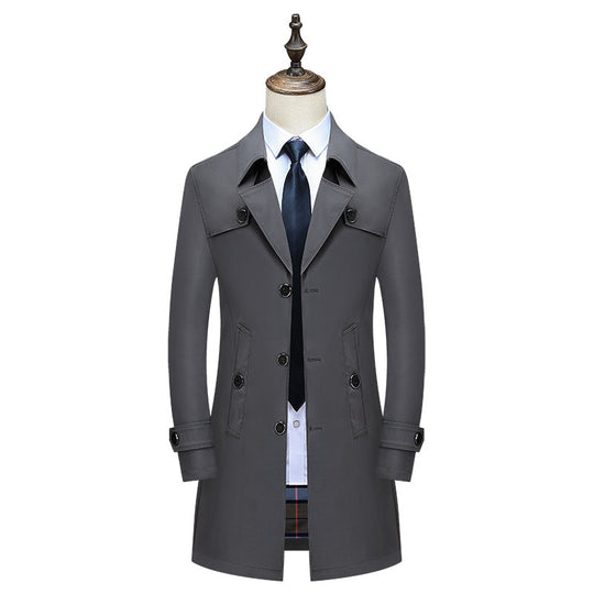 Herren Eleganter Slim-Fit Trenchcoat mit klassischer Knopfleiste und verstellbaren Manschetten Nord Taschen