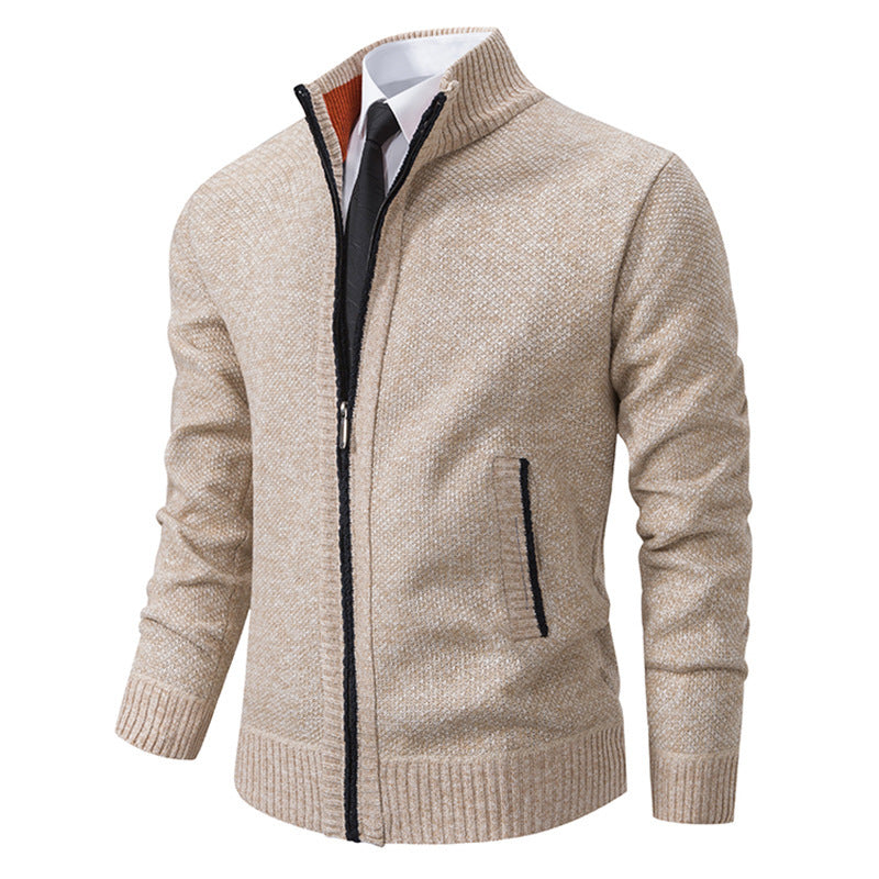 Herren gehobene Strickjacke mit Stehkragen und durchgehendem Reißverschluss, thermisch isolierend und tailliert geschnitten Nord Taschen