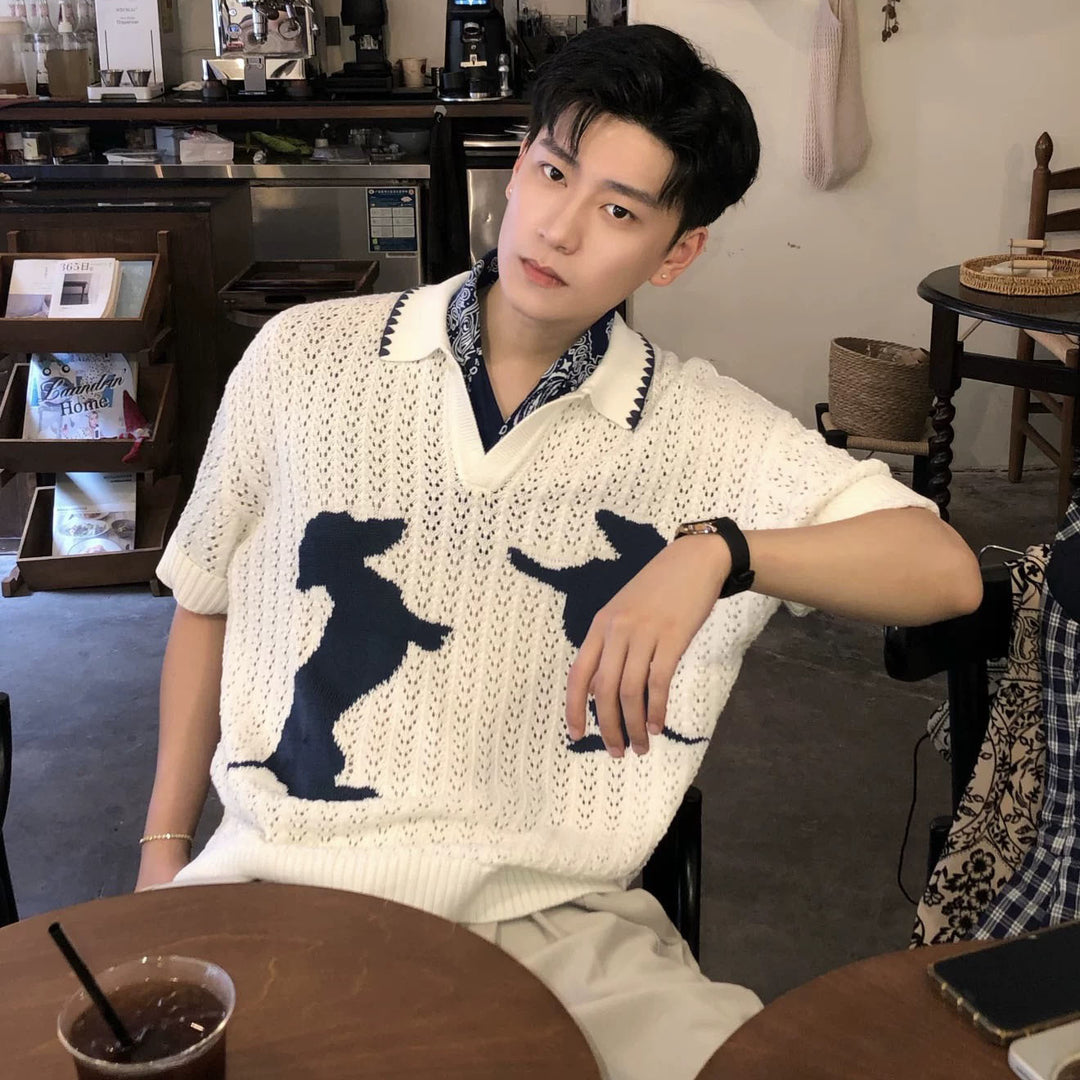 Herren Modischer Grobstrickpullover mit Tiermotiv Nord Taschen