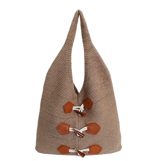 Damen trendige Hobo-Tasche aus handgearbeitetem Gewebe mit Lederakzenten Nord Taschen