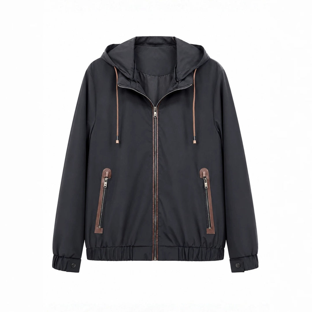 Herren Leichte Softshell‑Hoodiejacke mit wasserabweisender Außenlage, Lederapplikationen und Reißverschlusstaschen Nord Taschen