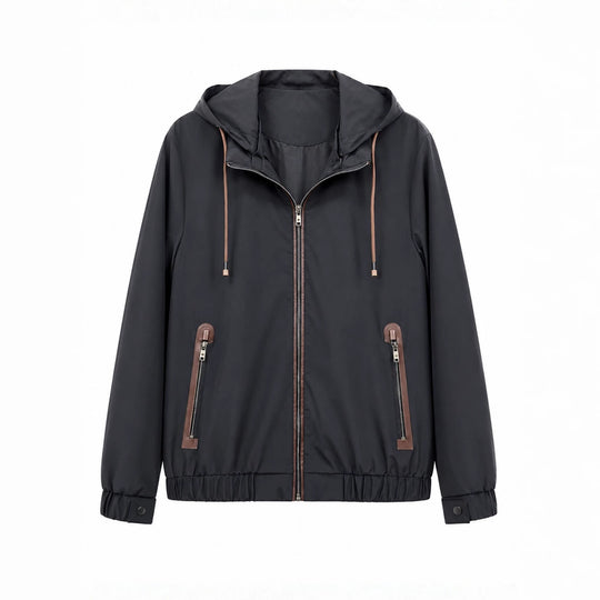 Herren Leichte Softshell‑Hoodiejacke mit wasserabweisender Außenlage, Lederapplikationen und Reißverschlusstaschen Nord Taschen