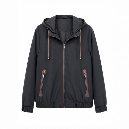Herren Leichte Softshell‑Hoodiejacke mit wasserabweisender Außenlage, Lederapplikationen und Reißverschlusstaschen Nord Taschen