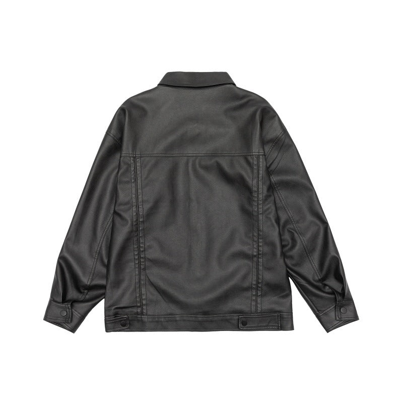 Herren Kastig geschnittenes Overshirt im Vintage‑Lederlook mit Druckknopf‑Front und Brustklappe Nord Taschen