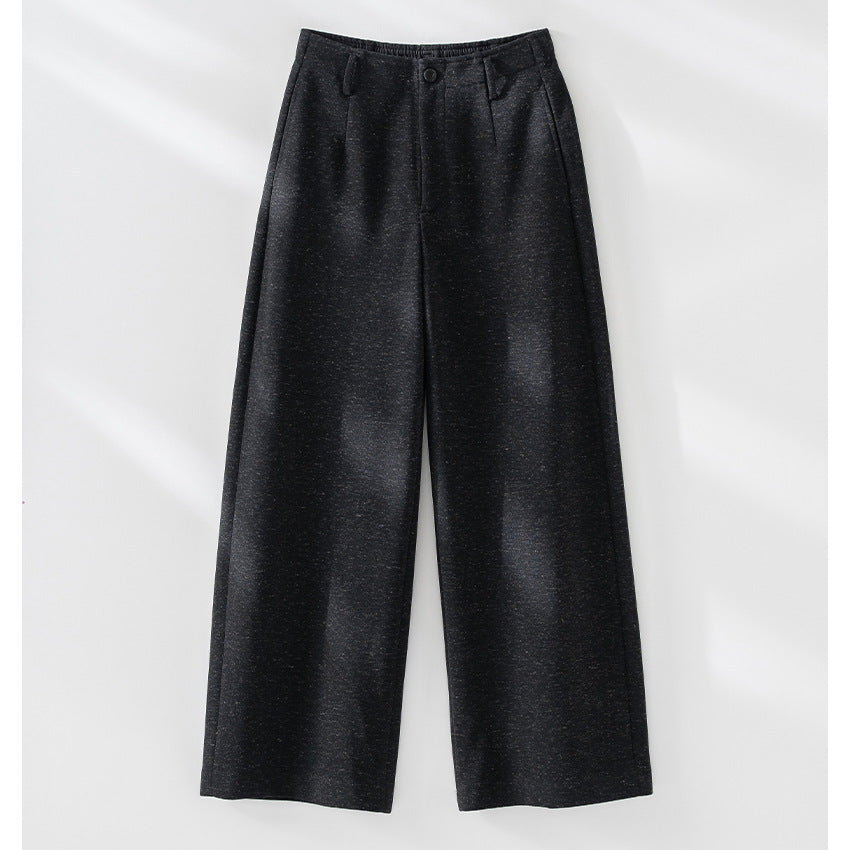 Damen Elegante hochtaillierte Wollblend-Palazzohose mit Bundfalten und geradem Bein Nord Taschen