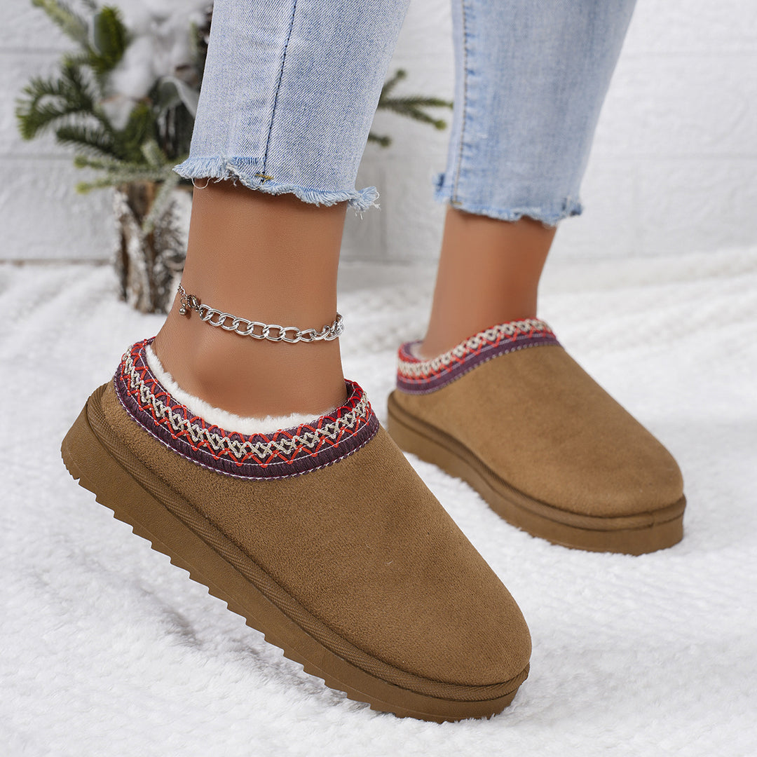 Damen  gefütterte Kuschel-Pantoletten mit besticktem Schaftrand, weichem Faux‑Fellfutter und profilierter Anti-Rutsch‑Sohle Nord Taschen