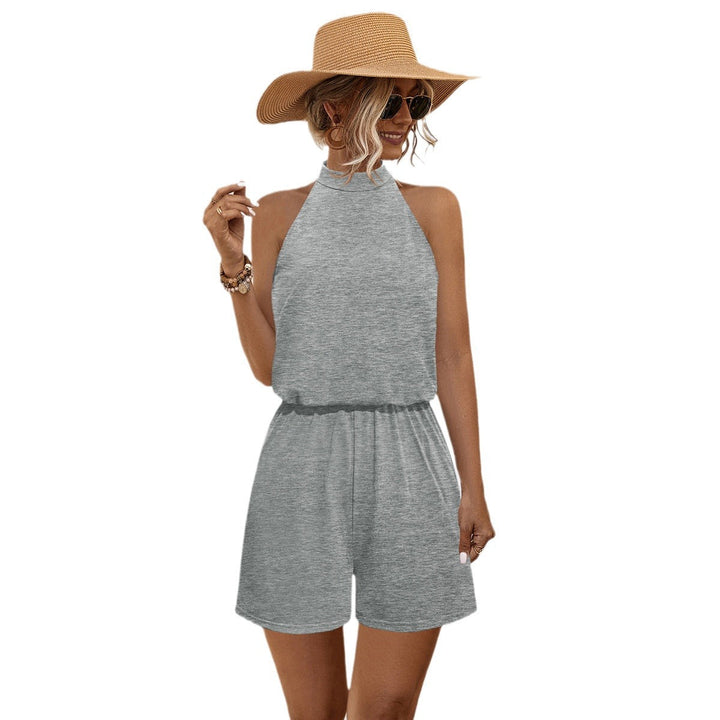 Damen Halter-Jumpsuit mit elastischem Bund und lässigem Stil