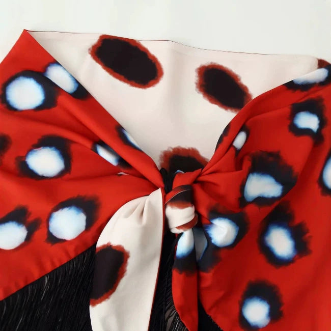 Damen Fransen‑Pareo mit Animal‑Print und Bindeschleife Nord Taschen