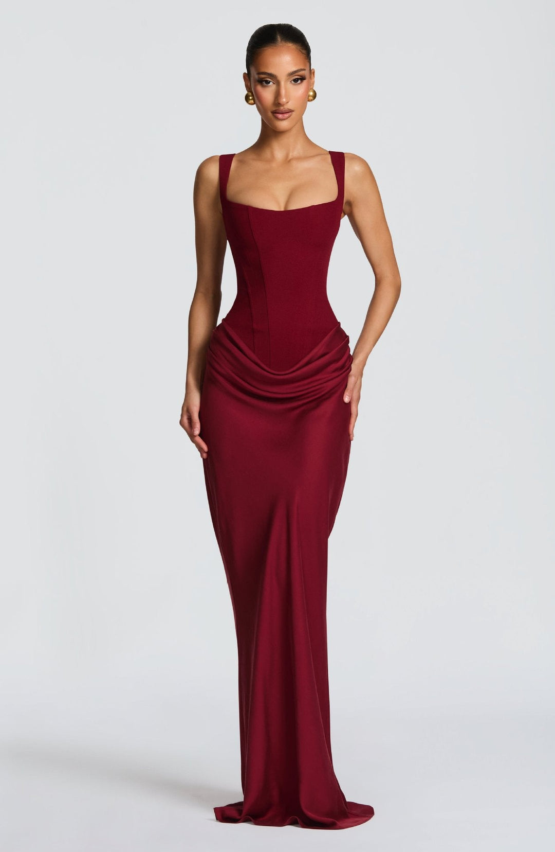 Damen Elegantes Maxikleid mit raffiniertem Drapierungseffekt