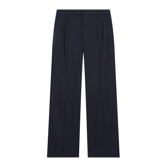 Damen Leichte Leinenhose mit weitem Bein und Bügelfalte Nord Taschen