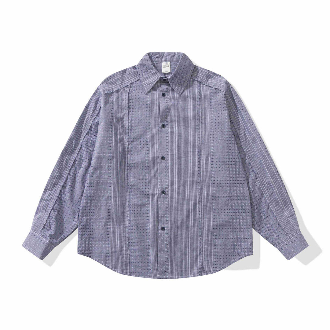 Damen Strukturierte Oversize‑Hemdbluse mit feiner Stickerei und Streifenstruktur Nord Taschen