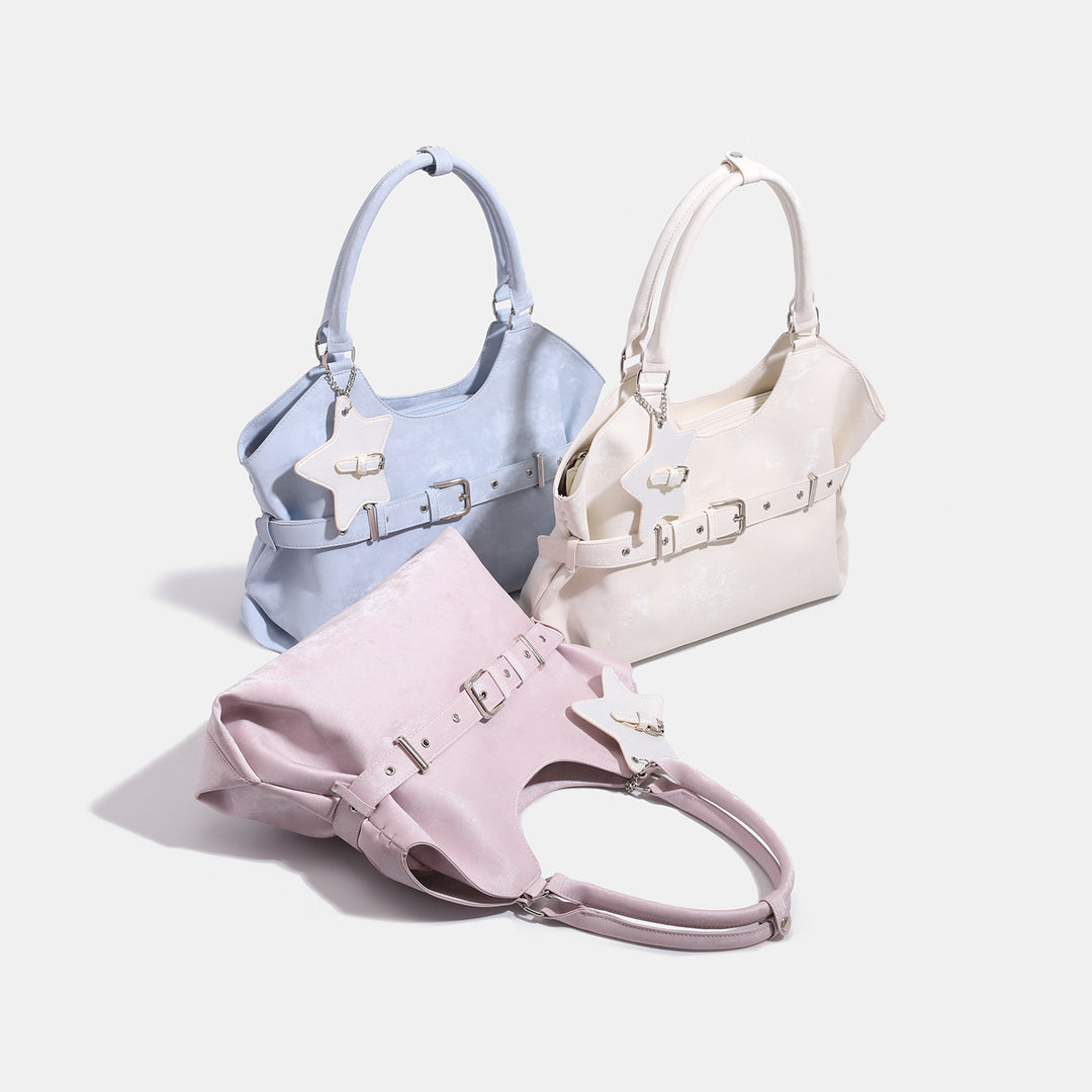 Damen oversized Shopper-Tasche mit abnehmbarer Gurte und trendigem Sternanhänger Nord Taschen