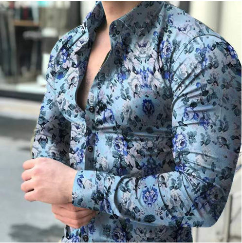 Herren figurbetontes Langarmhemd mit feinem Ornamentmuster und stretch Baumwollmischung Nord Taschen