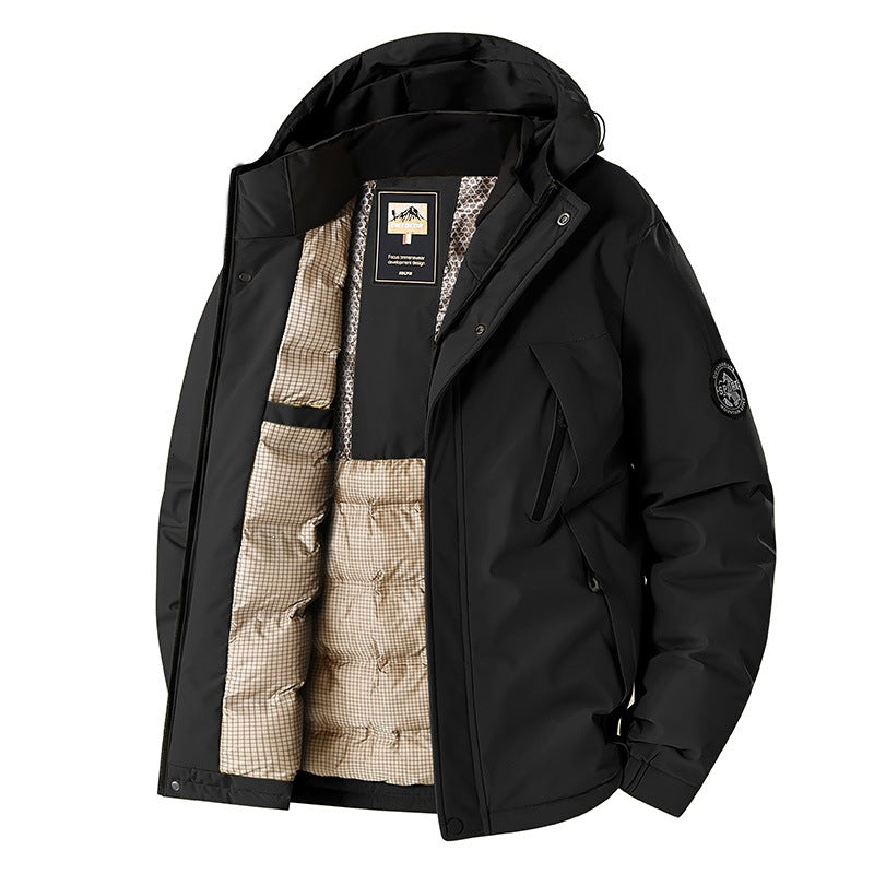 Herren Winddichte Thermo-Parka mit abnehmbarer Kapuze, Stehkragen & versteckten Reißverschlusstaschen Nord Taschen