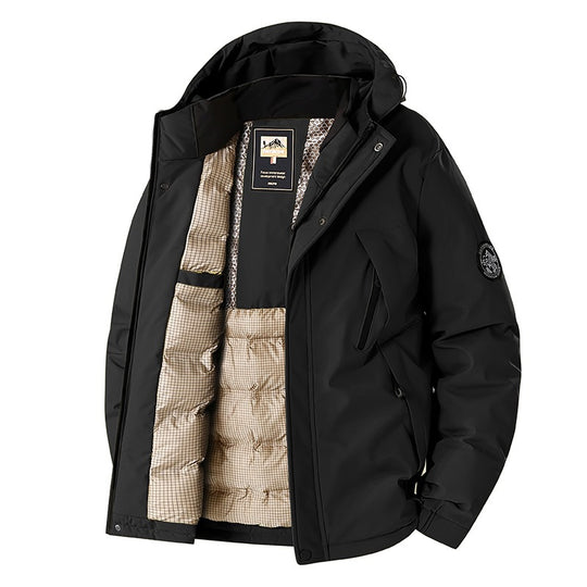 Herren Winddichte Thermo-Parka mit abnehmbarer Kapuze, Stehkragen & versteckten Reißverschlusstaschen Nord Taschen