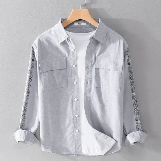 Herren Overshirt mit Bandana-Ärmeln, Brustklappen und relaxed Fit Nord Taschen