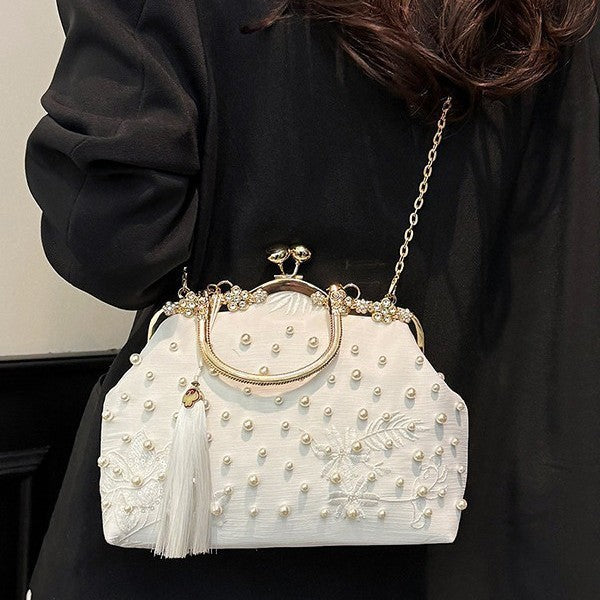 Damen elegante Clutch-Tasche mit luxuriösen Perlenverzierungen Nord Taschen