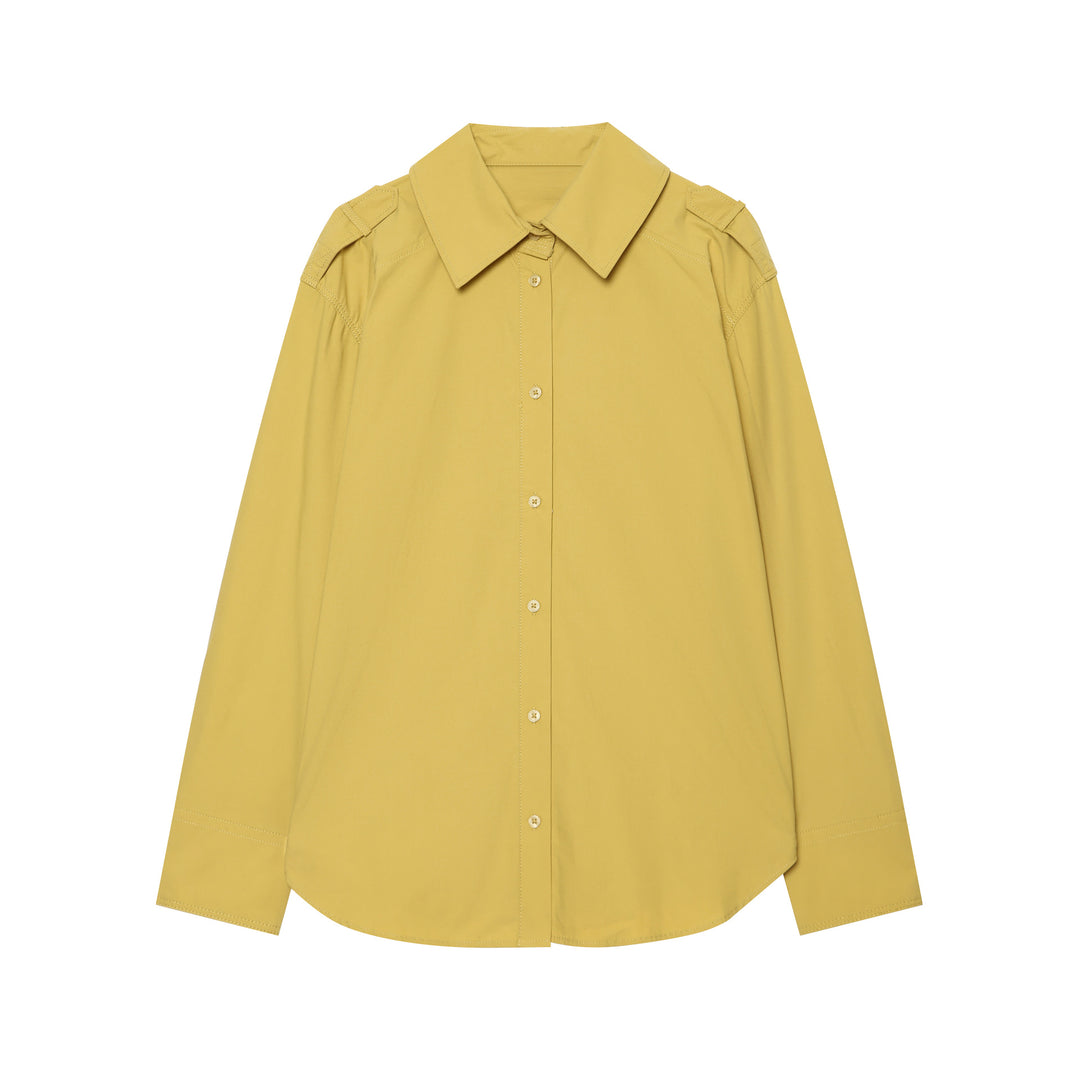 Damen Oversize‑Hemdbluse mit breitem Kentkragen und Schulterklappen Nord Taschen