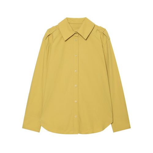 Damen Oversize‑Hemdbluse mit breitem Kentkragen und Schulterklappen Nord Taschen