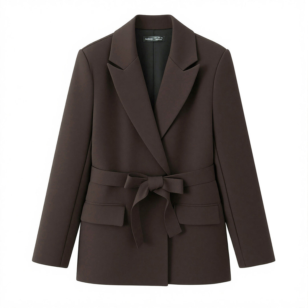 Damen Zweiteiliges Blazer-Set mit Bindegürtel, tailliertem Sakko und hochtaillierter weiter Hose Nord Taschen