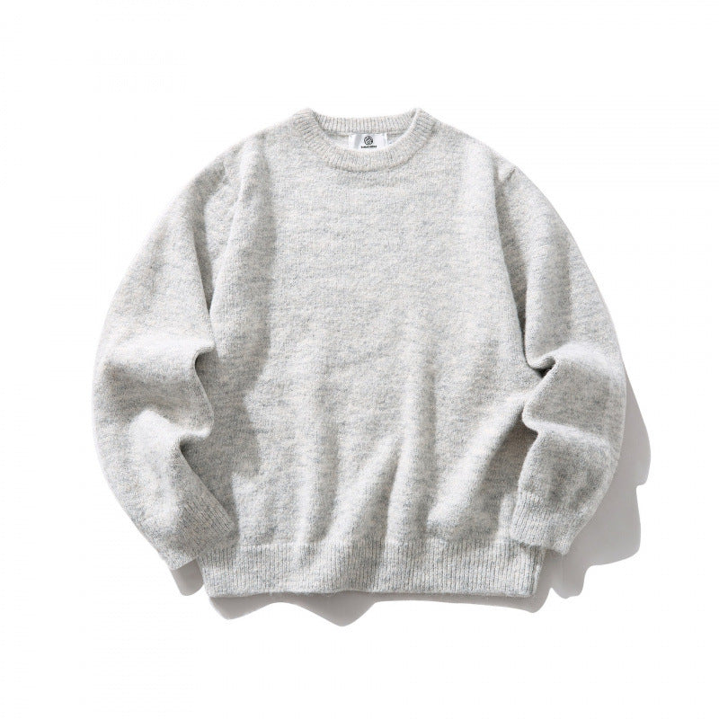 Unisex Oversize-Feinstrickpullover mit Rundhalsausschnitt, gerippten Bündchen und melierter Wollmischung Nord Taschen