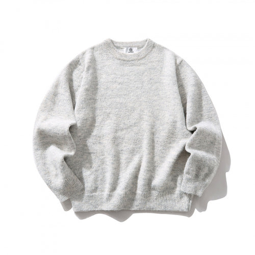 Unisex Oversize-Feinstrickpullover mit Rundhalsausschnitt, gerippten Bündchen und melierter Wollmischung Nord Taschen