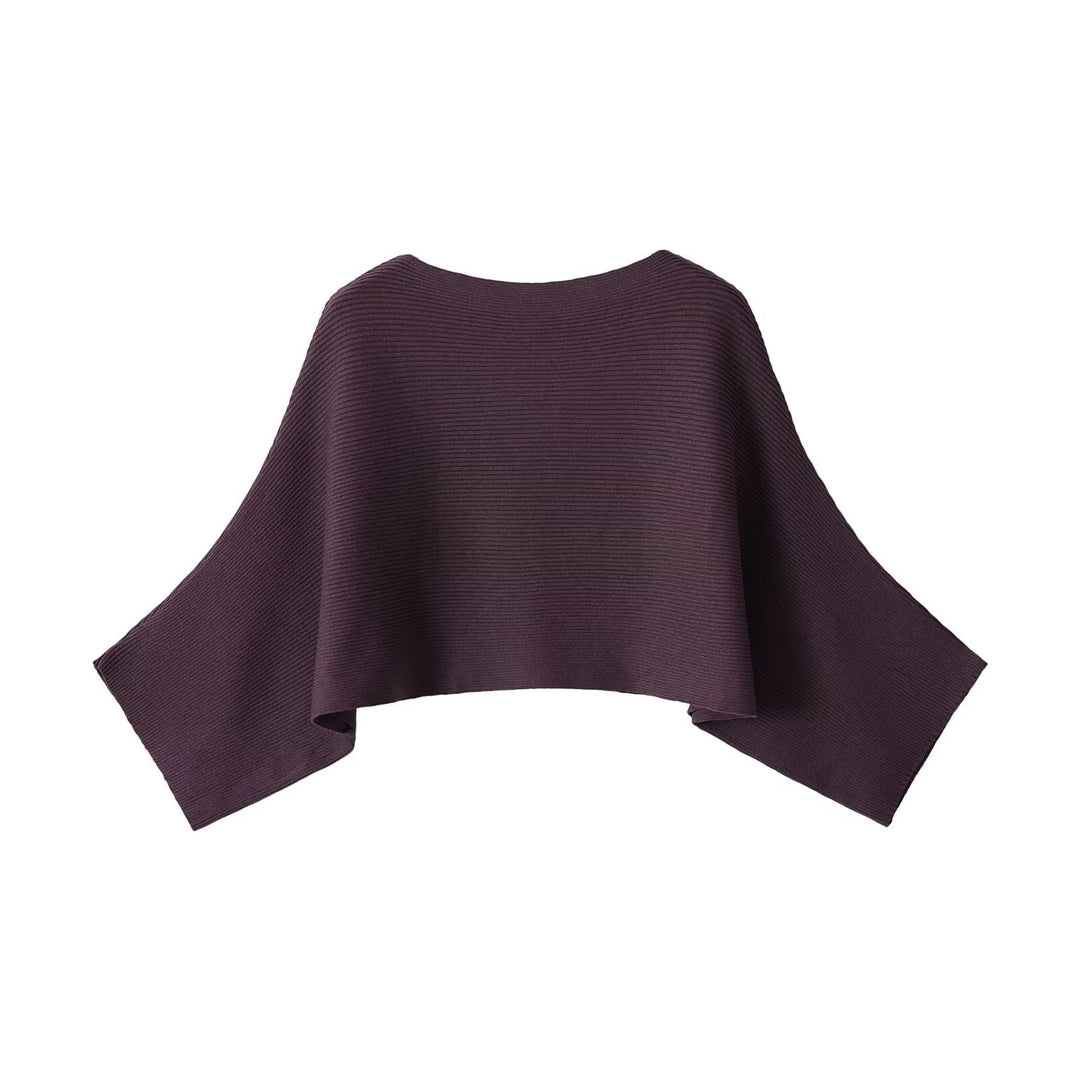 Damen Gerippter Kurz‑Poncho mit U‑Boot‑Ausschnitt und kastiger Silhouette Nord Taschen