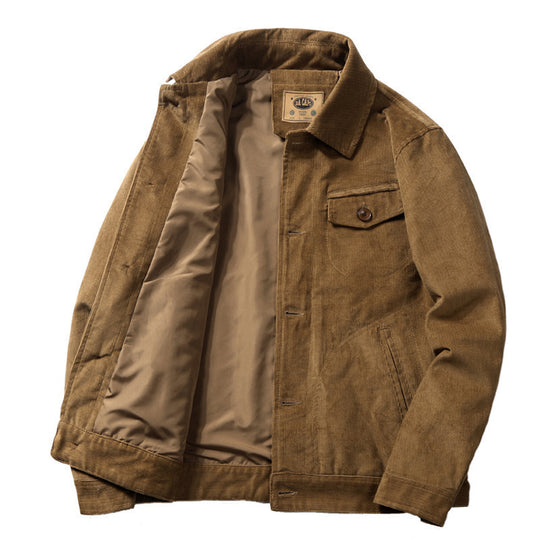 Herren Baumwoll-Cordjacke im Worker-Blouson mit leichtem Innenfutter Nord Taschen