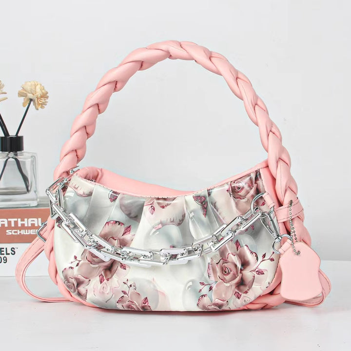 Damen modische Handtasche mit raffiniertem Blumendesign und Kettenakzent Nord Taschen