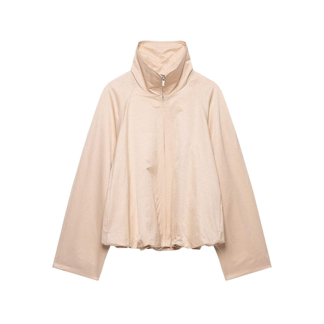 Damen Kurzes Satin-Finish Cape‑Blouson mit weitem Raglanärmel und hohem Stehkragen Nord Taschen