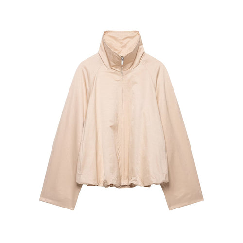 Damen Kurzes Satin-Finish Cape‑Blouson mit weitem Raglanärmel und hohem Stehkragen Nord Taschen