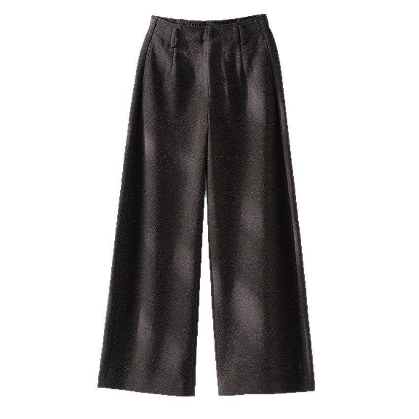 Damen Elegante hochtaillierte Wollblend-Palazzohose mit Bundfalten und geradem Bein Nord Taschen