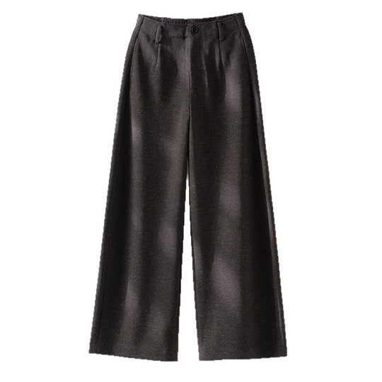 Damen Elegante hochtaillierte Wollblend-Palazzohose mit Bundfalten und geradem Bein Nord Taschen