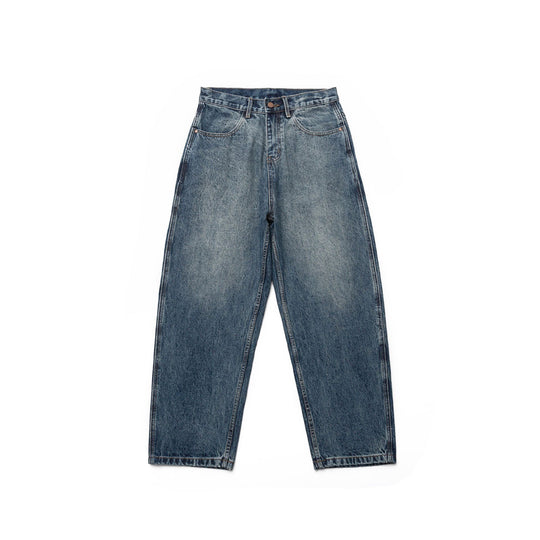 Damen Hochtaillierte Straight-Jeans im Retro-Workwear-Stil mit geradem Bein Nord Taschen