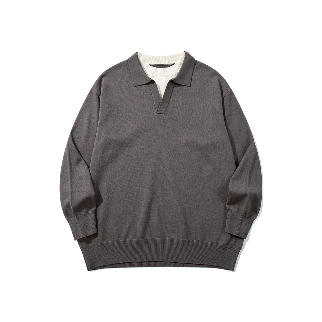 Unisex Feinstrick-Polo mit V‑Ausschnitt‑Cutout und integriertem Rollkragen-Layer Nord Taschen