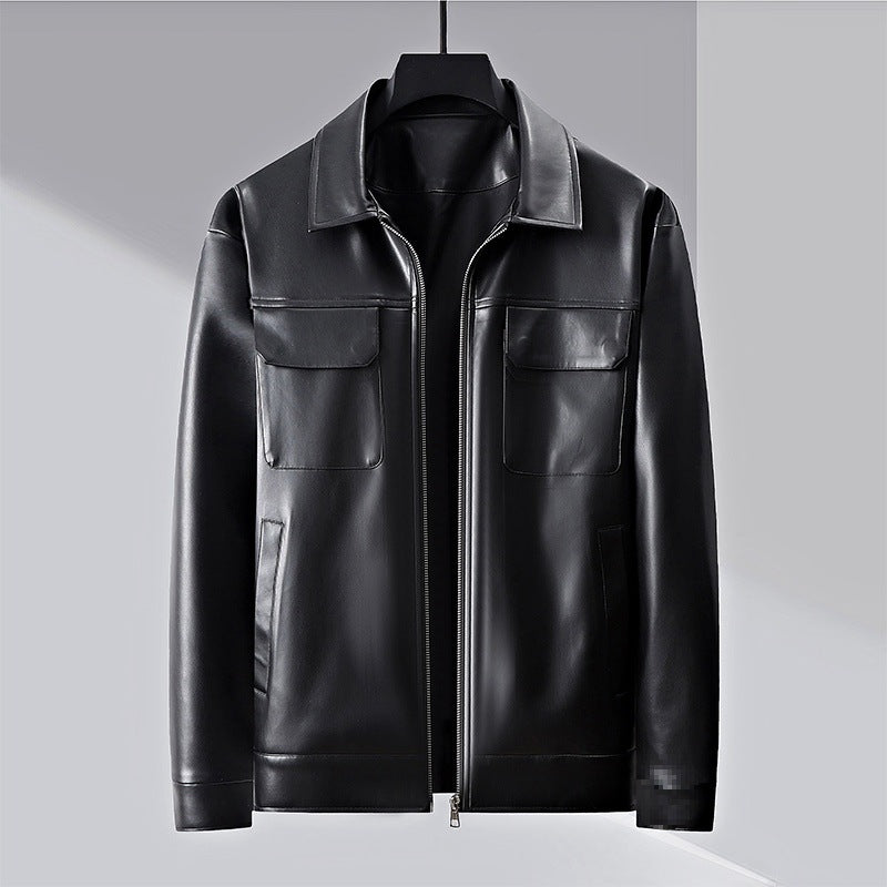 Herren minimalistische Lederimitatjacke mit durchgehendem Reißverschluss und aufgesetzten Brusttaschen Nord Taschen