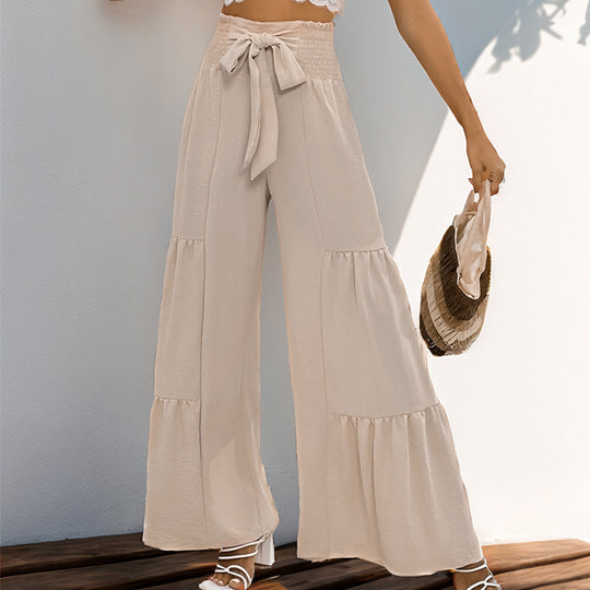 Damen Fließende Palazzo-Hose mit Gürteldetail Nord Taschen