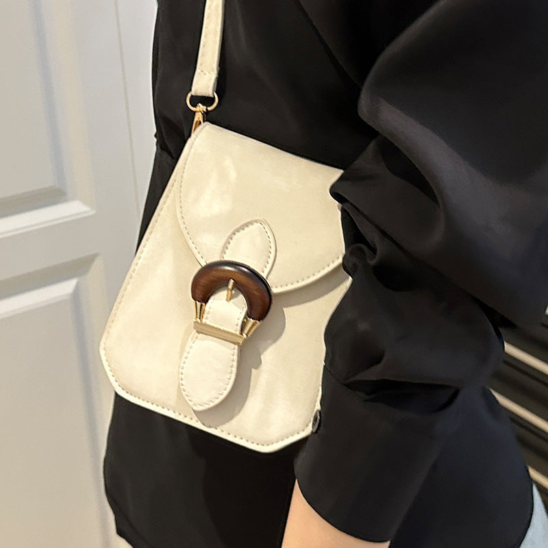 Damen Umhängetasche mit verstellbarem Riemen und stilvollem Holzverschluss Nord Taschen
