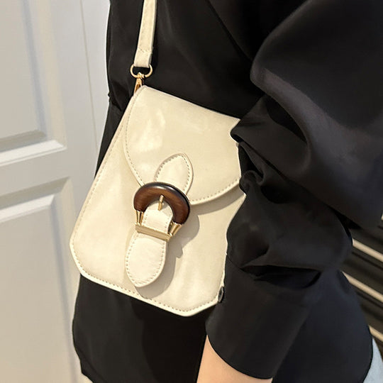 Damen Umhängetasche mit verstellbarem Riemen und stilvollem Holzverschluss Nord Taschen