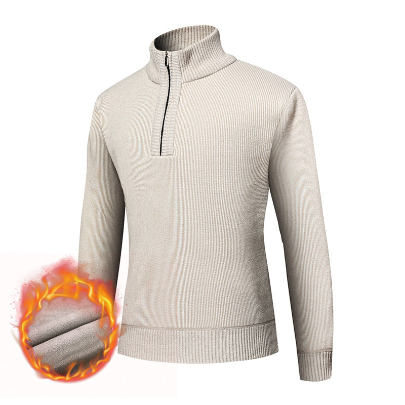 Herren Thermo-gefütterter Halbzip-Pullover mit Stehkragen und wärmender Fleece-Innenseite Nord Taschen