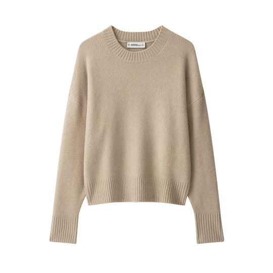 Damen Feiner Oversize-Pullover mit Rundhals und verlängerten Rippbündchen Nord Taschen