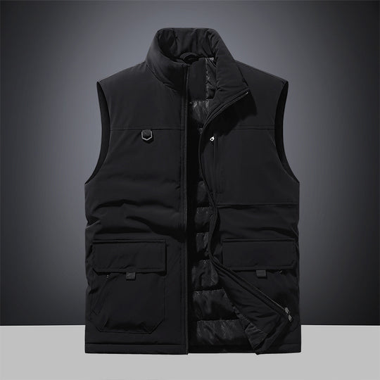Herren Multifunktionale Wattierte Outdoor-Weste mit Cargo-Taschen und Stehkragen Nord Taschen