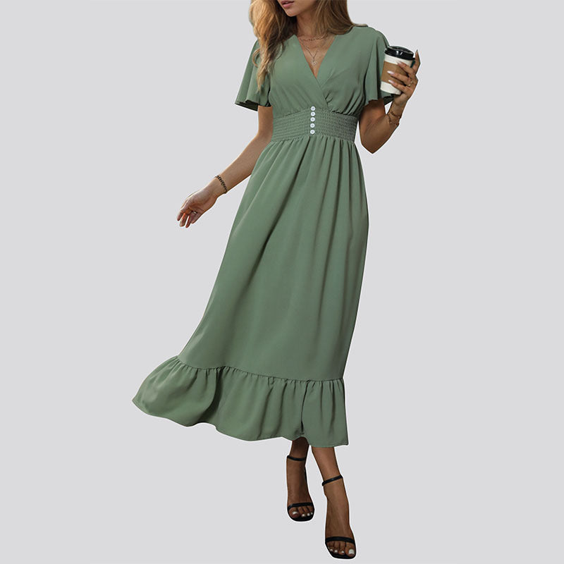 Damen Elegant fließendes Maxikleid Nord Taschen