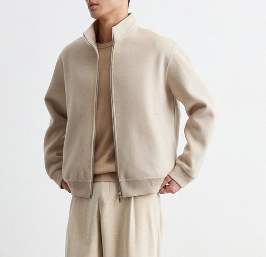 Herren Reißverschluss-Wollblouson mit Stehkragen Nord Taschen