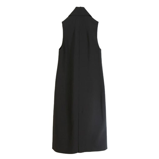 Damen Ärmellose A-Linien Longweste im Oversized Tailoring mit Schalkragen Nord Taschen