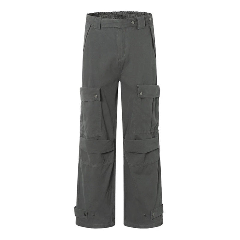 Damen weite Cargo-Culottehose mit hohem Bund, elastischem Taillenpass und Multi-Taschen Nord Taschen